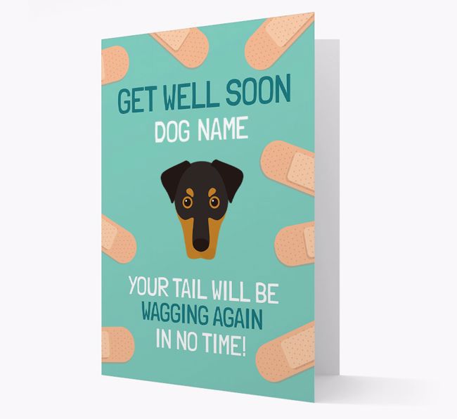 Personalized 'Get well soon {dogsName}' Card with {breedFullName} Icon